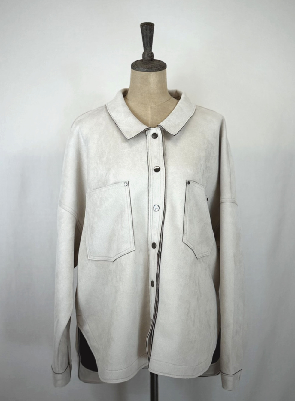 NWT Dear John BOUTIQUE Oversized Ivory Faux Suede Jacket / Shacket XL #0252 XL
